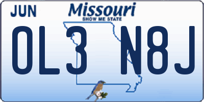 MO license plate OL3N8J