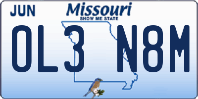 MO license plate OL3N8M