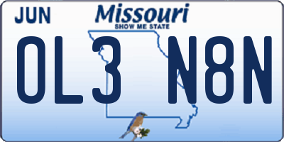 MO license plate OL3N8N