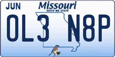 MO license plate OL3N8P