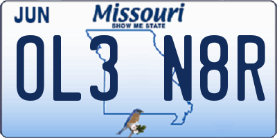 MO license plate OL3N8R