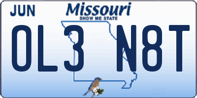 MO license plate OL3N8T