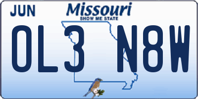 MO license plate OL3N8W