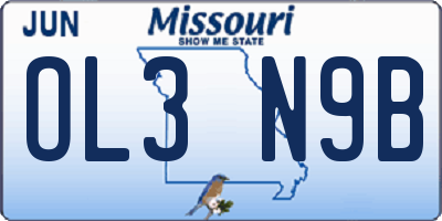 MO license plate OL3N9B