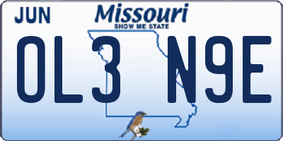 MO license plate OL3N9E