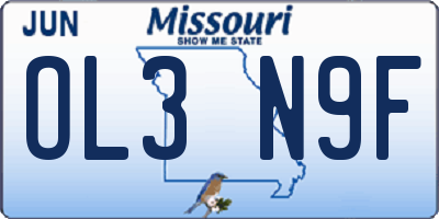 MO license plate OL3N9F