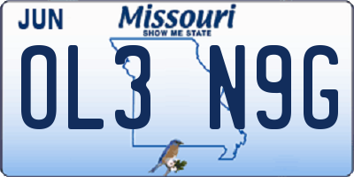 MO license plate OL3N9G