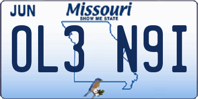 MO license plate OL3N9I