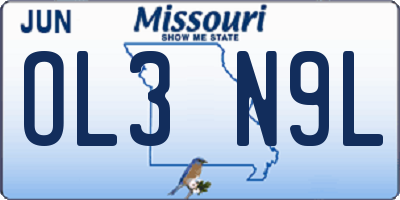 MO license plate OL3N9L