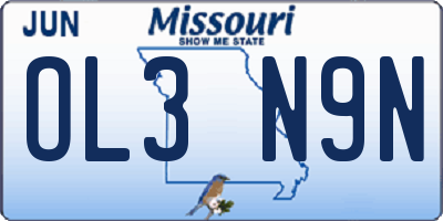 MO license plate OL3N9N
