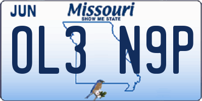 MO license plate OL3N9P