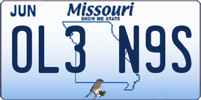 MO license plate OL3N9S