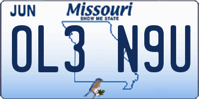 MO license plate OL3N9U