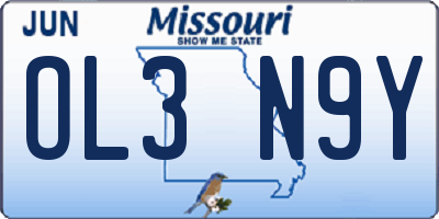 MO license plate OL3N9Y