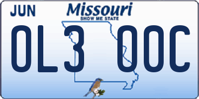 MO license plate OL3O0C