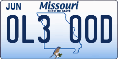 MO license plate OL3O0D