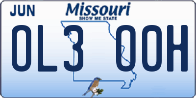 MO license plate OL3O0H