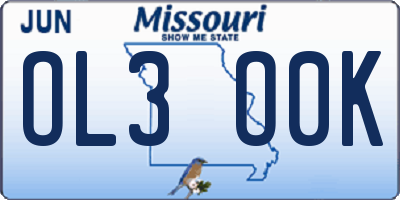 MO license plate OL3O0K