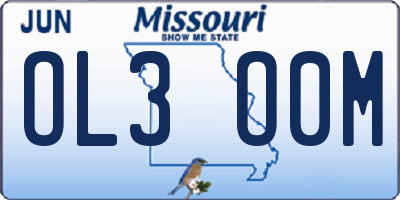 MO license plate OL3O0M