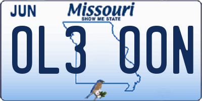MO license plate OL3O0N