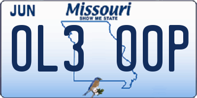 MO license plate OL3O0P