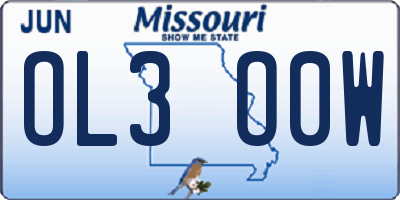 MO license plate OL3O0W