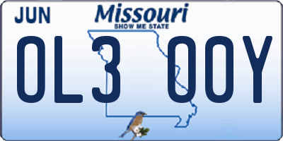MO license plate OL3O0Y