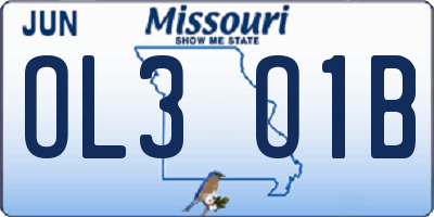 MO license plate OL3O1B