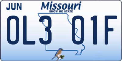 MO license plate OL3O1F