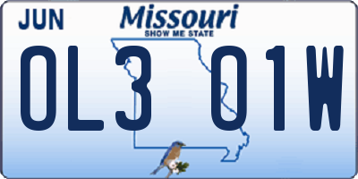 MO license plate OL3O1W