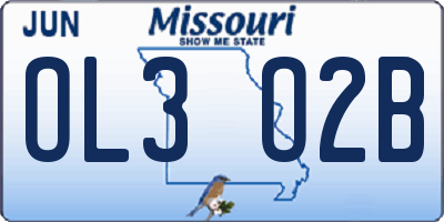 MO license plate OL3O2B