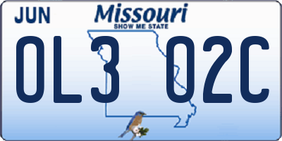 MO license plate OL3O2C