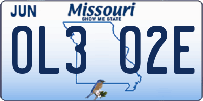 MO license plate OL3O2E