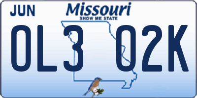 MO license plate OL3O2K