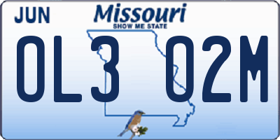 MO license plate OL3O2M