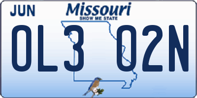 MO license plate OL3O2N