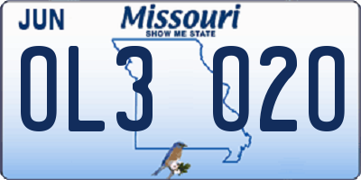 MO license plate OL3O2O