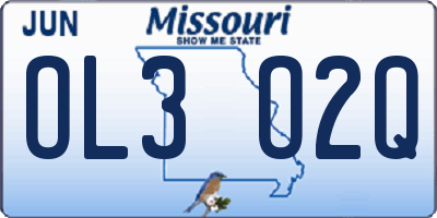 MO license plate OL3O2Q