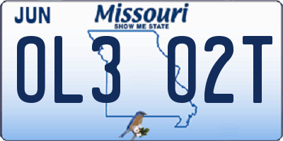 MO license plate OL3O2T