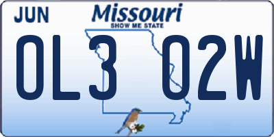 MO license plate OL3O2W