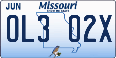 MO license plate OL3O2X