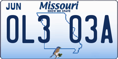MO license plate OL3O3A
