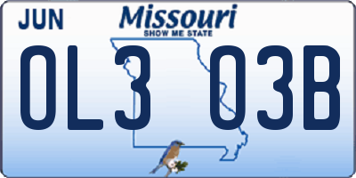 MO license plate OL3O3B
