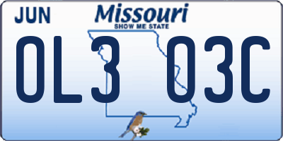 MO license plate OL3O3C