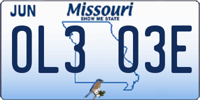 MO license plate OL3O3E