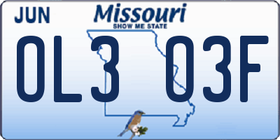MO license plate OL3O3F