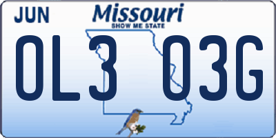MO license plate OL3O3G