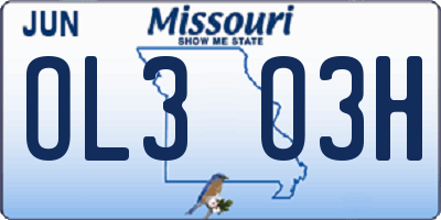 MO license plate OL3O3H