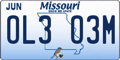 MO license plate OL3O3M