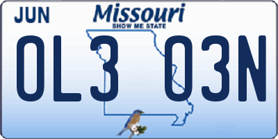 MO license plate OL3O3N